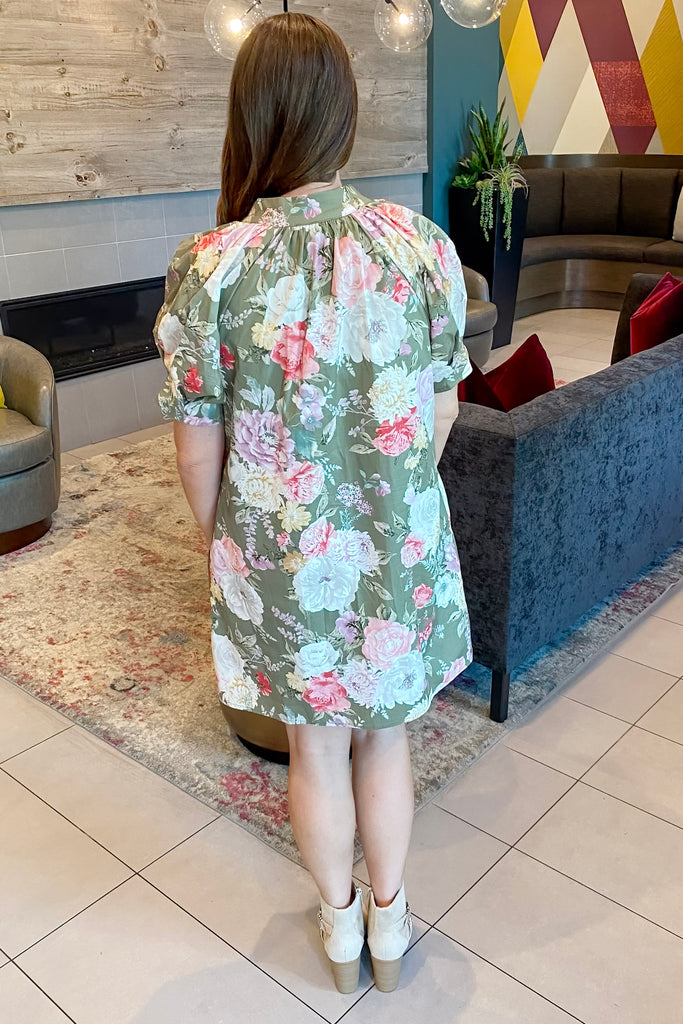 Find Someone New Olive Floral Print Dress - Lyla's: Clothing, Decor & More - Plano Boutique