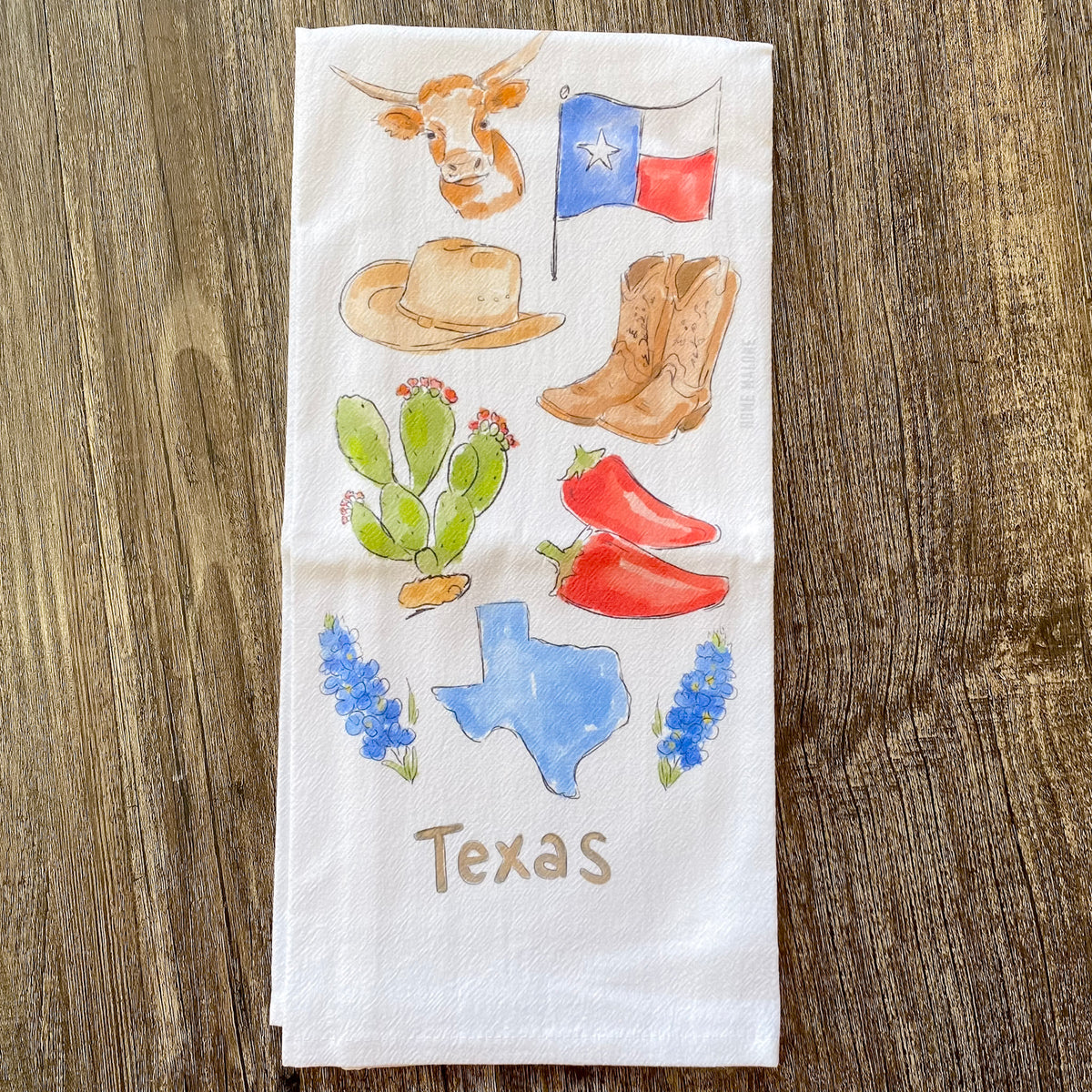 Home Malone Texas Icons Tea Towel