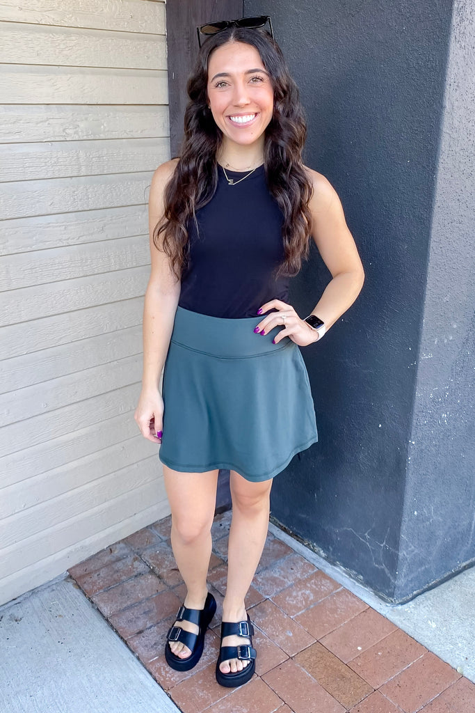 Athleisure Smoked Spruce Basic Skort - Lyla's: Clothing, Decor & More - Plano Boutique