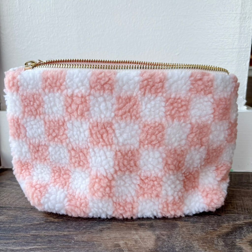 Checkered - Zippered Teddy Pouch - Lyla's: Clothing, Decor & More - Plano Boutique