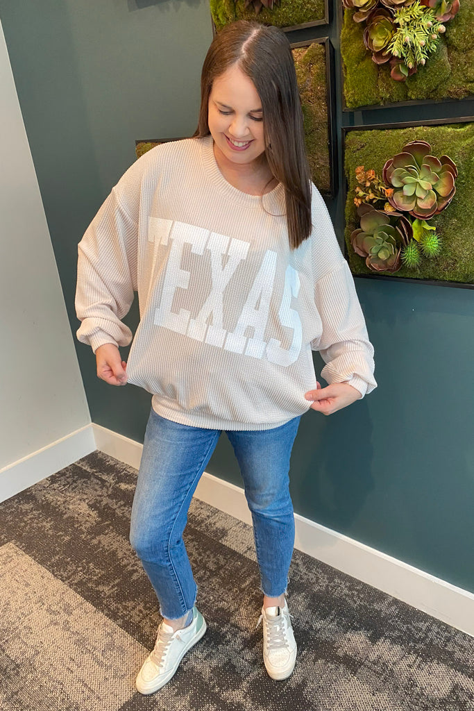 Texas Corduroy Graphic Cream Sweater - Lyla's: Clothing, Decor & More - Plano Boutique