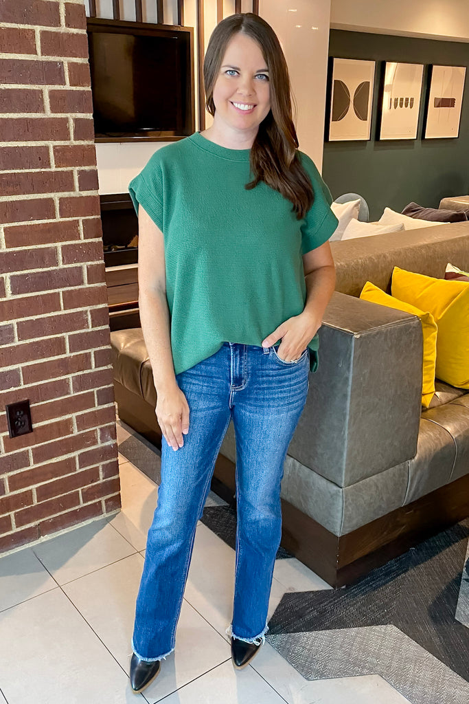 Medium Dark Denim High Rise Bootcut Jeans by Lovervet - Lyla's: Clothing, Decor & More - Plano Boutique