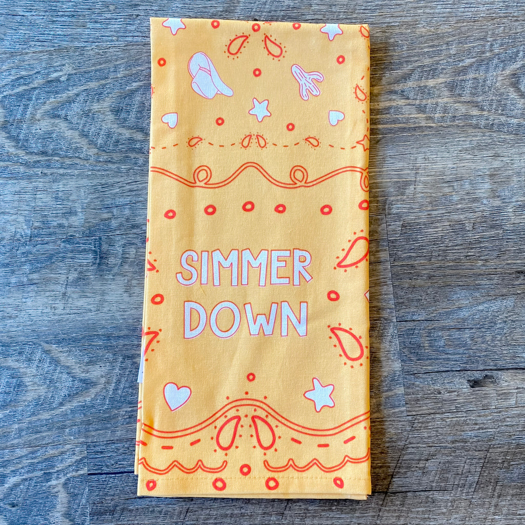Simmer Down Western Tea Towel - Lyla's: Clothing, Decor & More - Plano Boutique