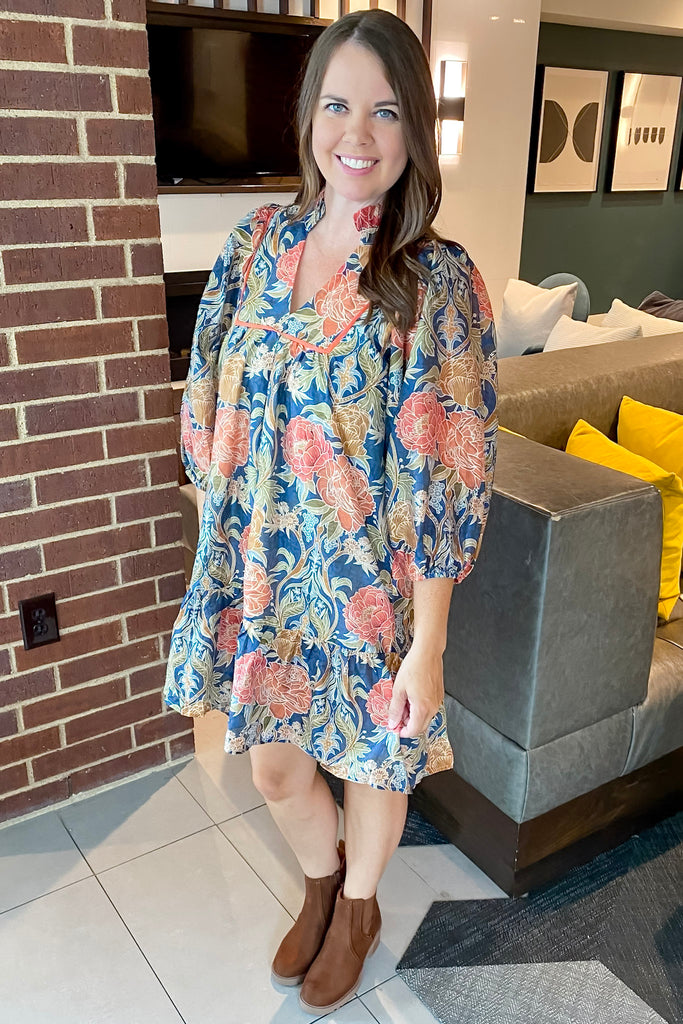 Say Hello Navy Floral Print Dress - Lyla's: Clothing, Decor & More - Plano Boutique