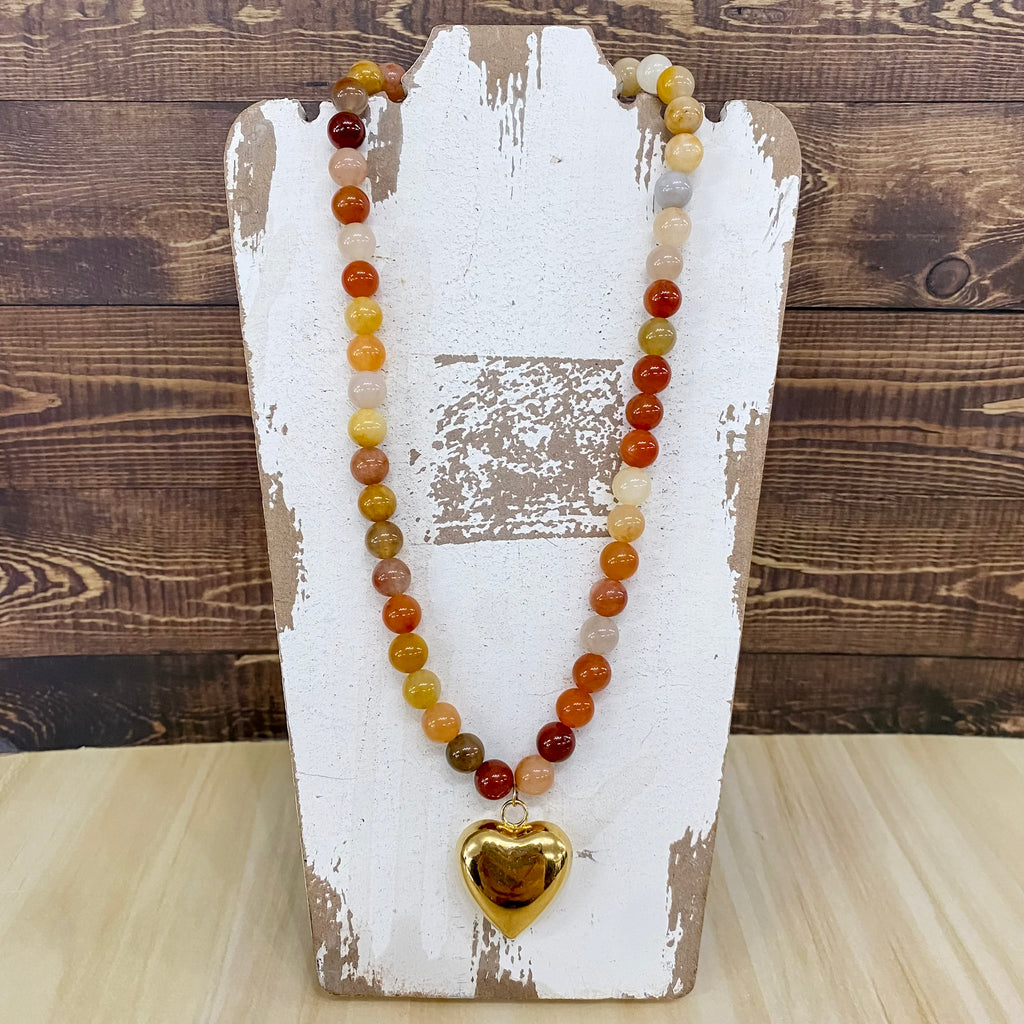 Neutral Heart Necklace - Lyla's: Clothing, Decor & More - Plano Boutique