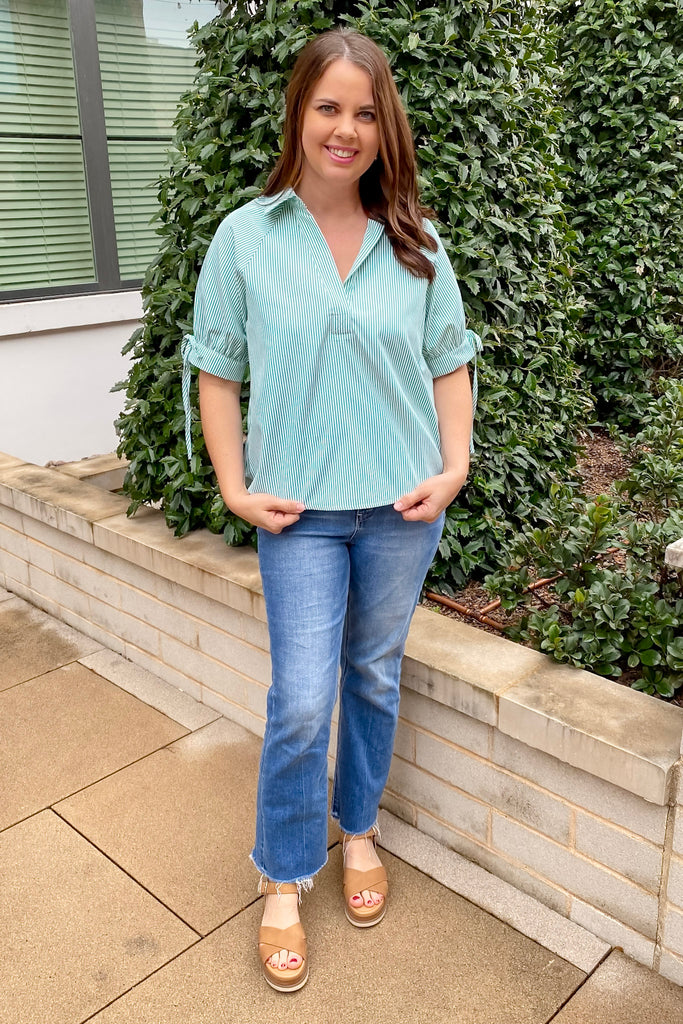 Fresh Flow Striped Green Top - Lyla's: Clothing, Decor & More - Plano Boutique