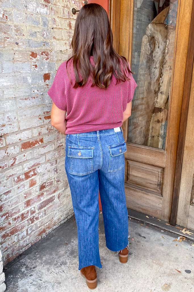 Superb High Rise Crop Utility Straight Denim Jeans by Lovervet - Lyla's: Clothing, Decor & More - Plano Boutique