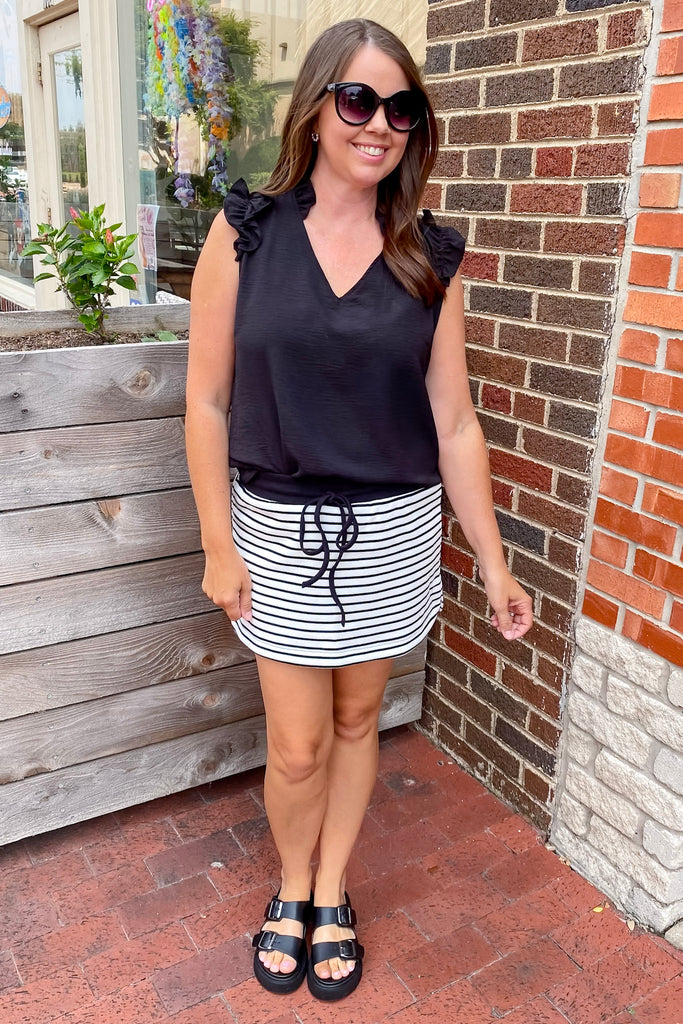 Sweet On You Black Striped Skort - Lyla's: Clothing, Decor & More - Plano Boutique