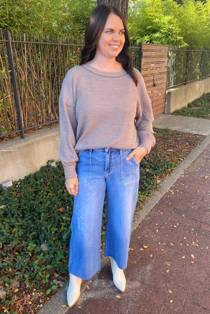 Solictous High Rise Utility Wide Leg Denim by Lovervet - Lyla's: Clothing, Decor & More - Plano Boutique