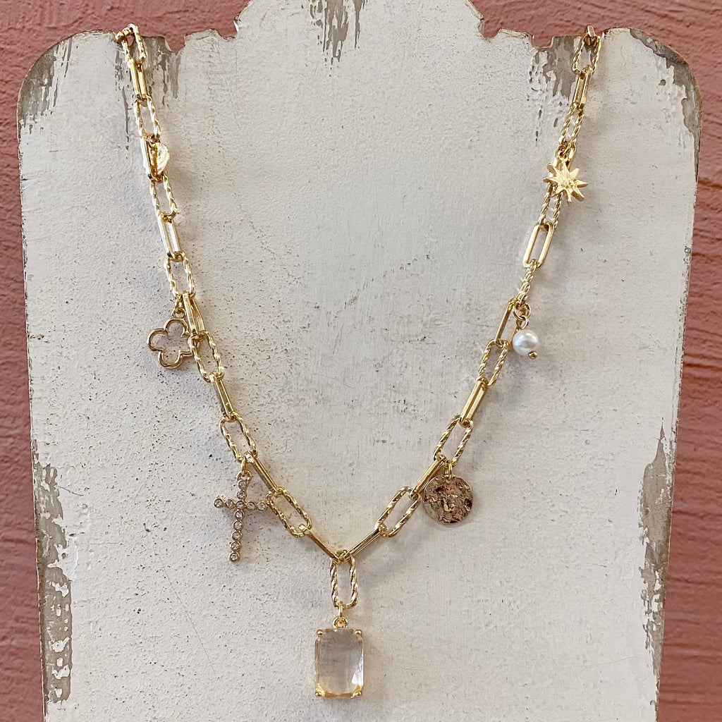 Gold Chain With Charms 16"-18" Necklace - Lyla's: Clothing, Decor & More - Plano Boutique