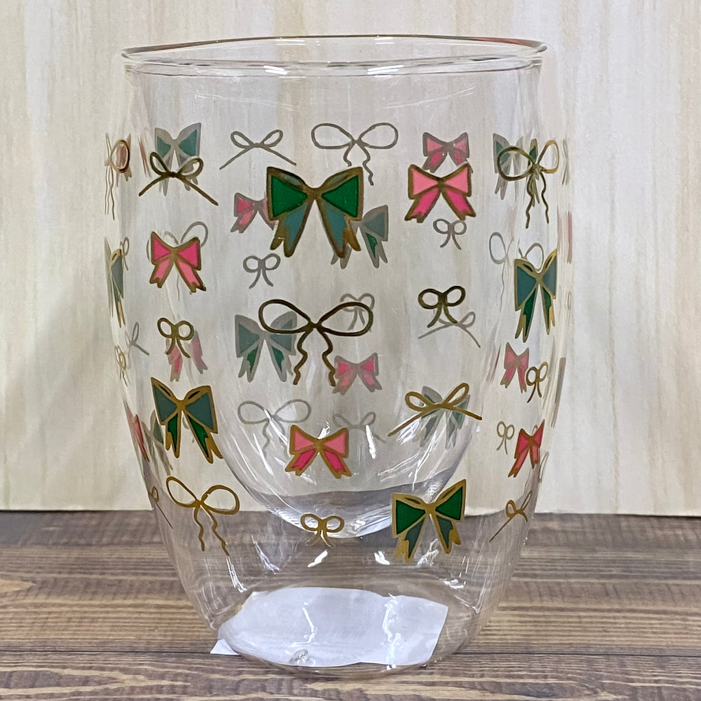 Knots and Bows Double Wall Wine Glass - Lyla's: Clothing, Decor & More - Plano Boutique