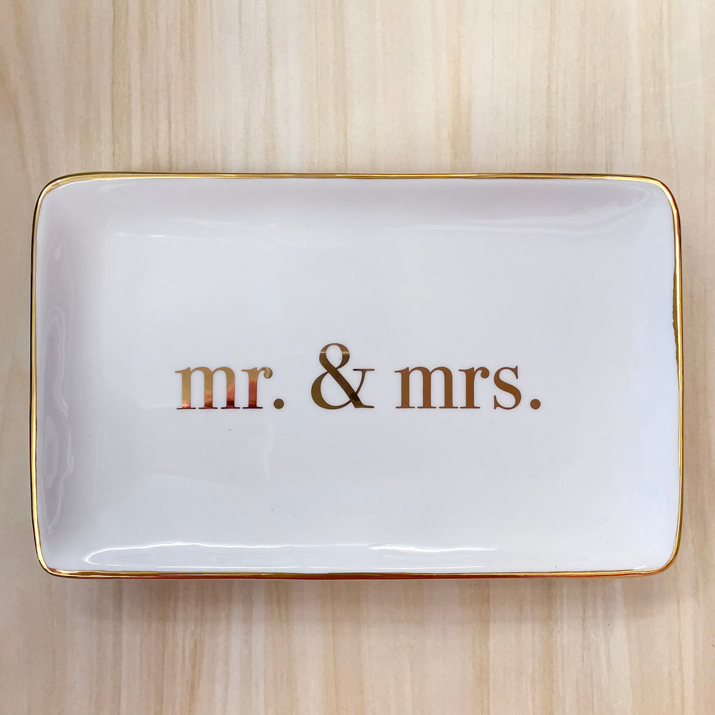 Gold Mr. & Mrs. Trinket Tray - Lyla's: Clothing, Decor & More - Plano Boutique