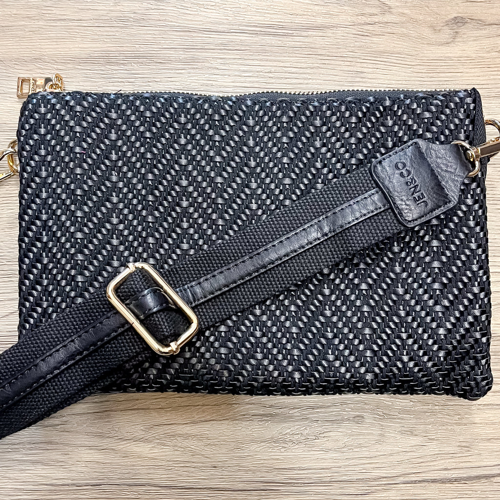 Jen & Co Izzy Woven Diagonal Crossbody Handbag - Black - Lyla's: Clothing, Decor & More - Plano Boutique