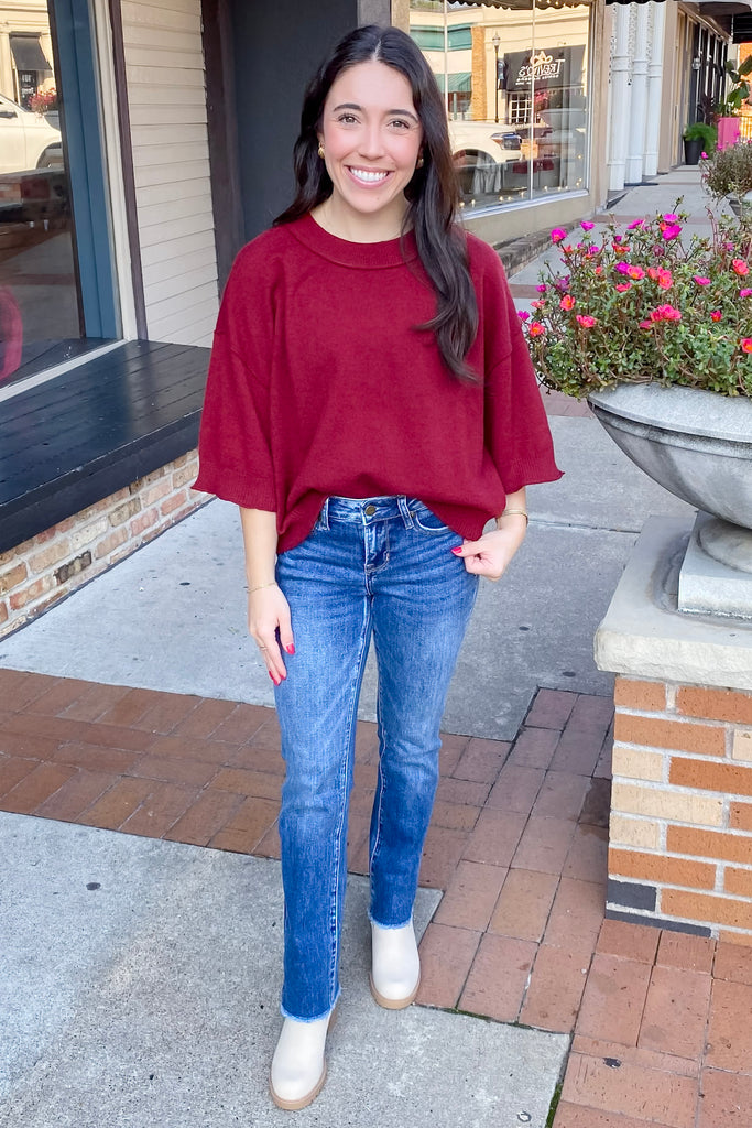 Run the World Garnet Red Top - Lyla's: Clothing, Decor & More - Plano Boutique