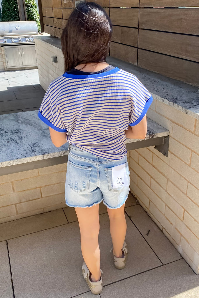 City Blue Super High Frayed Hem Denim Shorts by Mica - Lyla's: Clothing, Decor & More - Plano Boutique