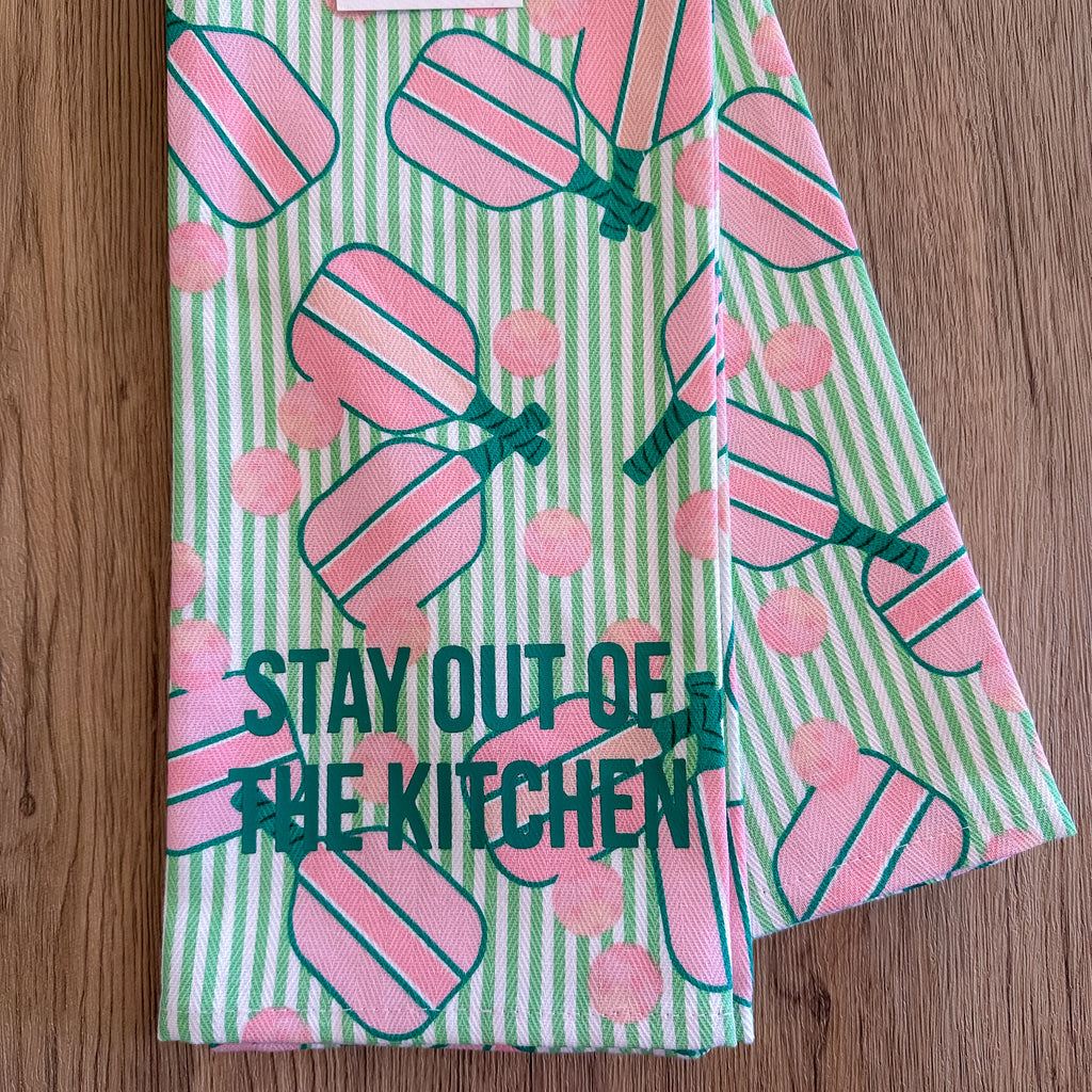 Stay Out The Kitchen Pickleball Striped Kitchen Towel Set - Lyla's: Clothing, Decor & More - Plano Boutique