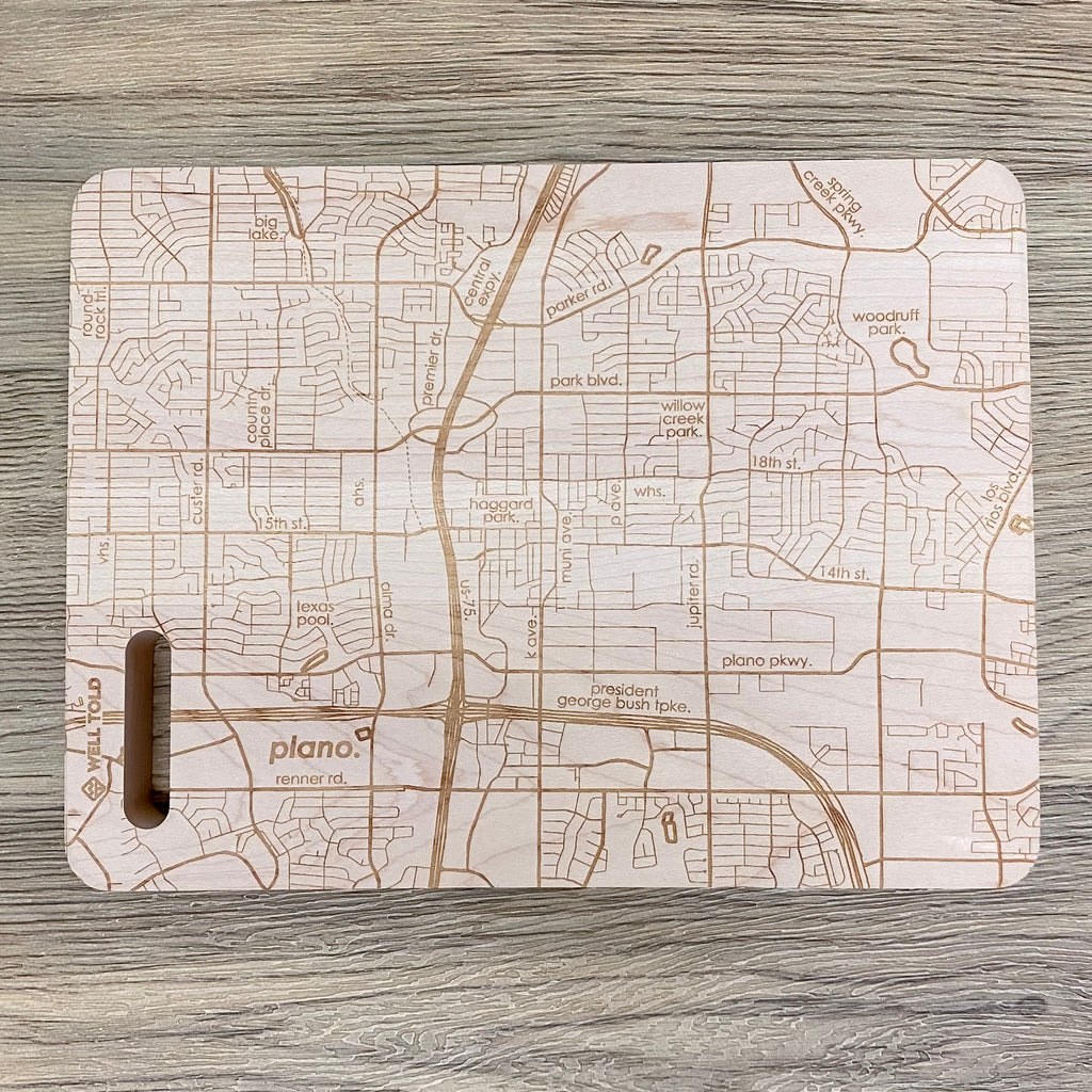 Plano Texas Maple Bar Board - Lyla's: Clothing, Decor & More - Plano Boutique