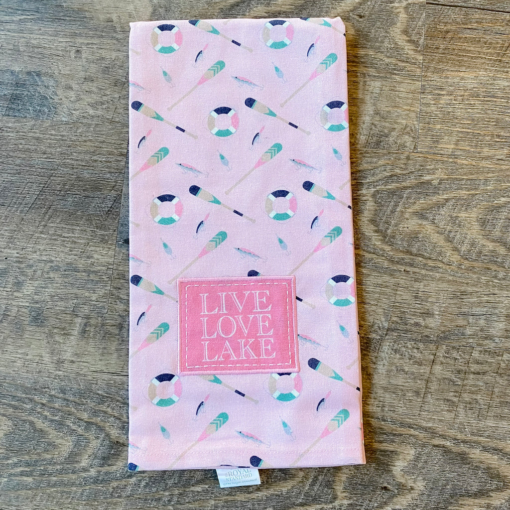 Live Love Lake Hand Towel in Pink - Lyla's: Clothing, Decor & More - Plano Boutique