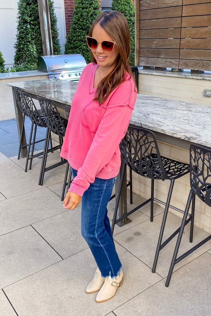 Bonfire Nights Magenta Pocket Sweater - Lyla's: Clothing, Decor & More - Plano Boutique