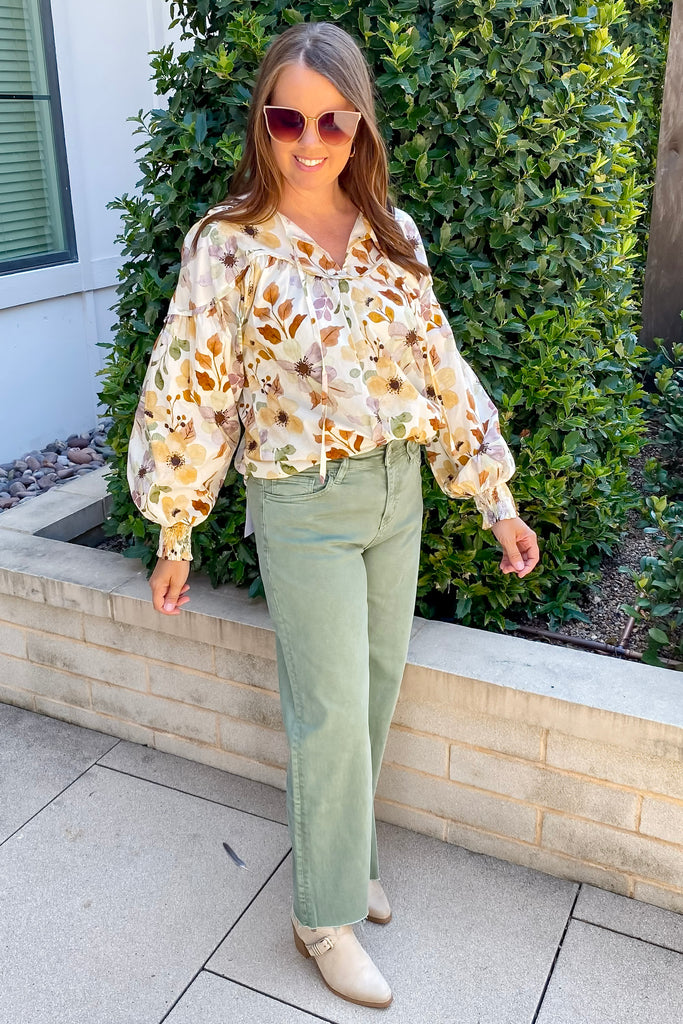 Sacremento Olive High Rise Wide Leg Cropped Denim by Mica - Lyla's: Clothing, Decor & More - Plano Boutique