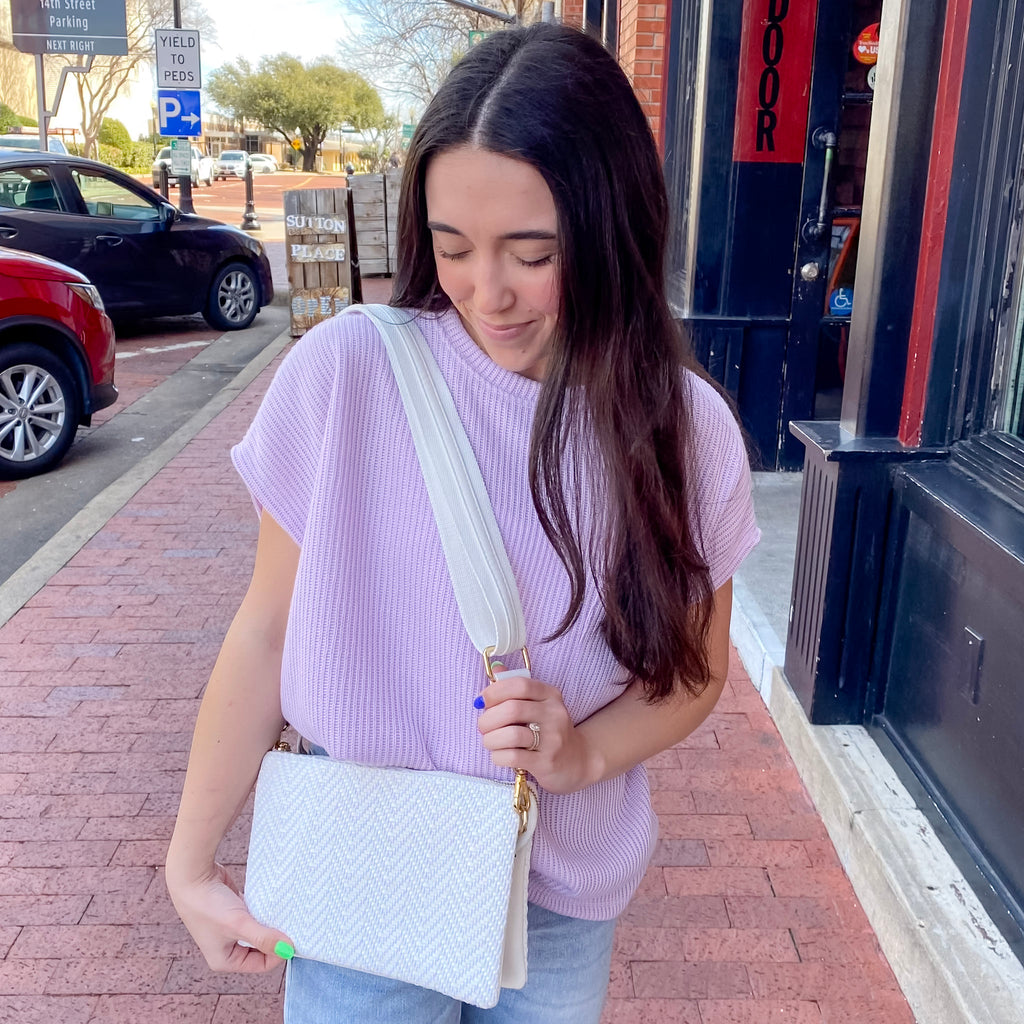 Jen & Co Izzy Woven Diagonal Crossbody Handbag - White - Lyla's: Clothing, Decor & More - Plano Boutique