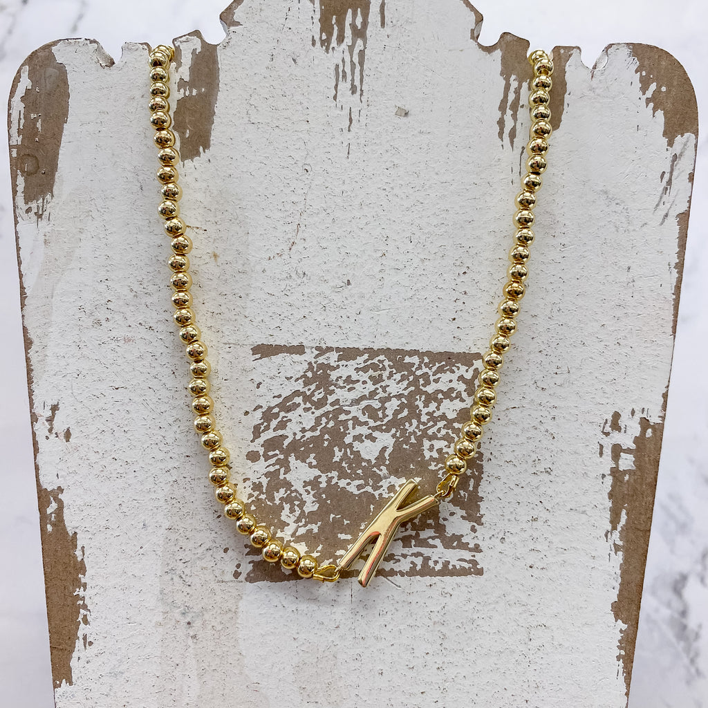 Initial Sideways Initial Necklace - Lyla's: Clothing, Decor & More - Plano Boutique