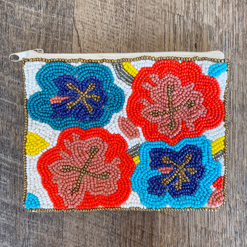Beaded Floral Coin Pouch - Lyla's: Clothing, Decor & More - Plano Boutique