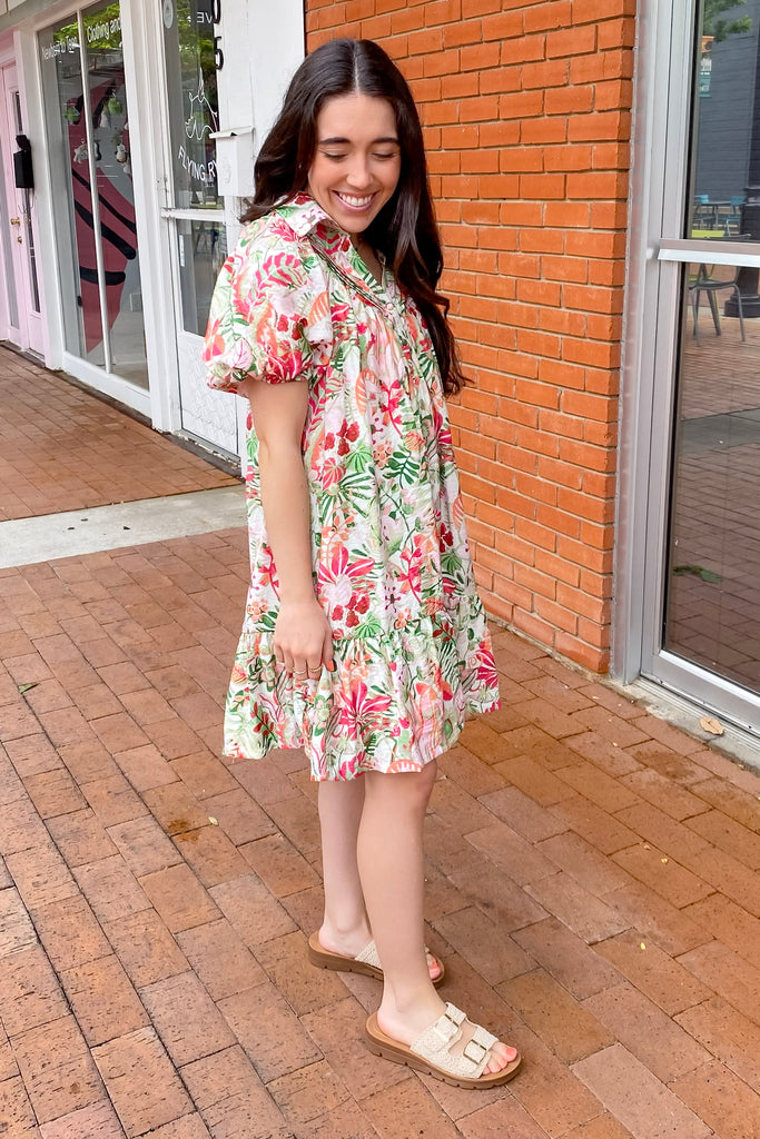 Lucky For You Floral Print Green Dress - Lyla's: Clothing, Decor & More - Plano Boutique