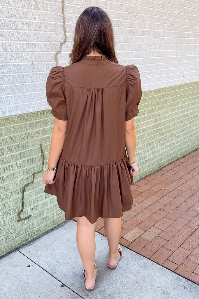 In My Fall Feels Brown Ruffle Dress - Lyla's: Clothing, Decor & More - Plano Boutique