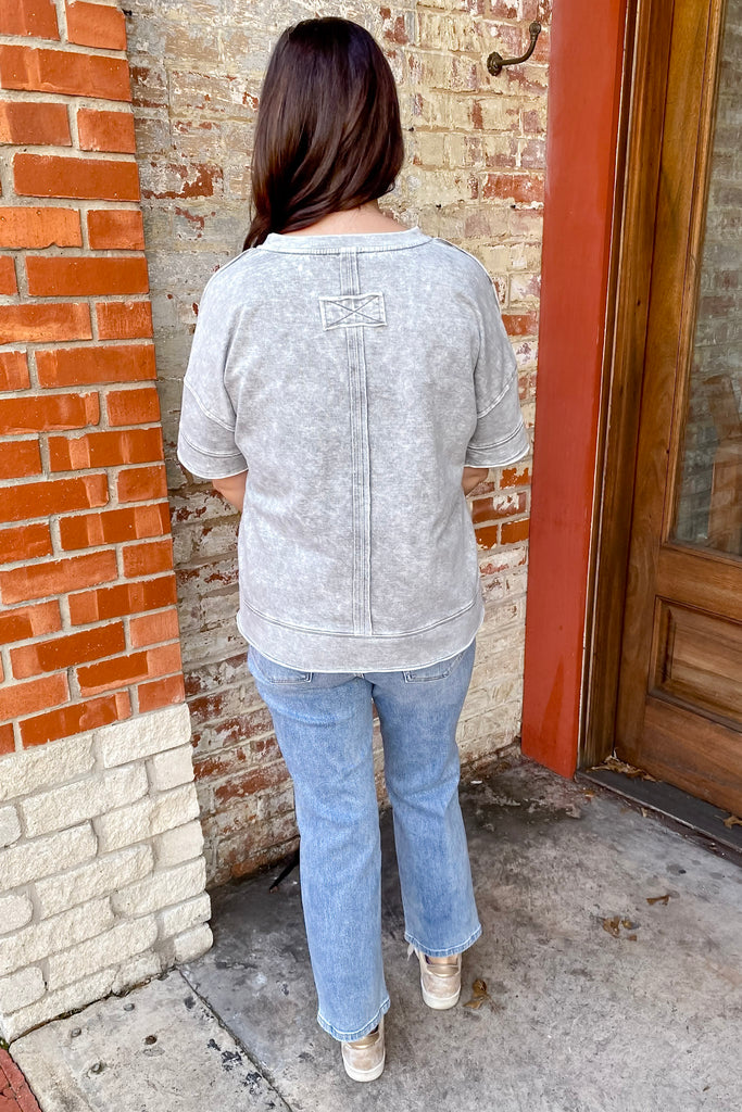Around the World Grey Top - Lyla's: Clothing, Decor & More - Plano Boutique