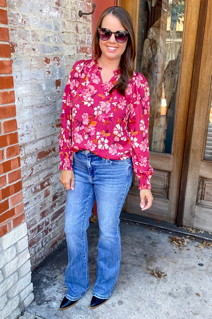 Once a Day Burgundy Print Top - Lyla's: Clothing, Decor & More - Plano Boutique