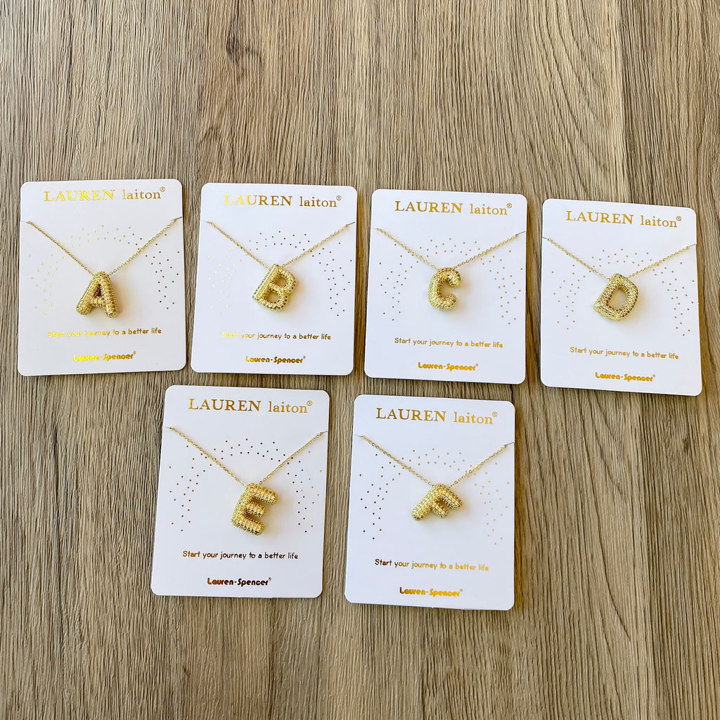 Sparkle Bubble Letter Gold Necklace - Lyla's: Clothing, Decor & More - Plano Boutique