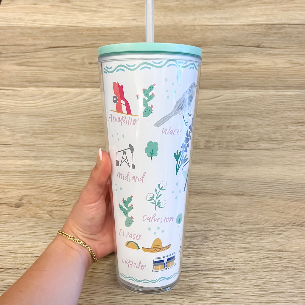 Texas Print Straw Tumbler - Lyla's: Clothing, Decor & More - Plano Boutique