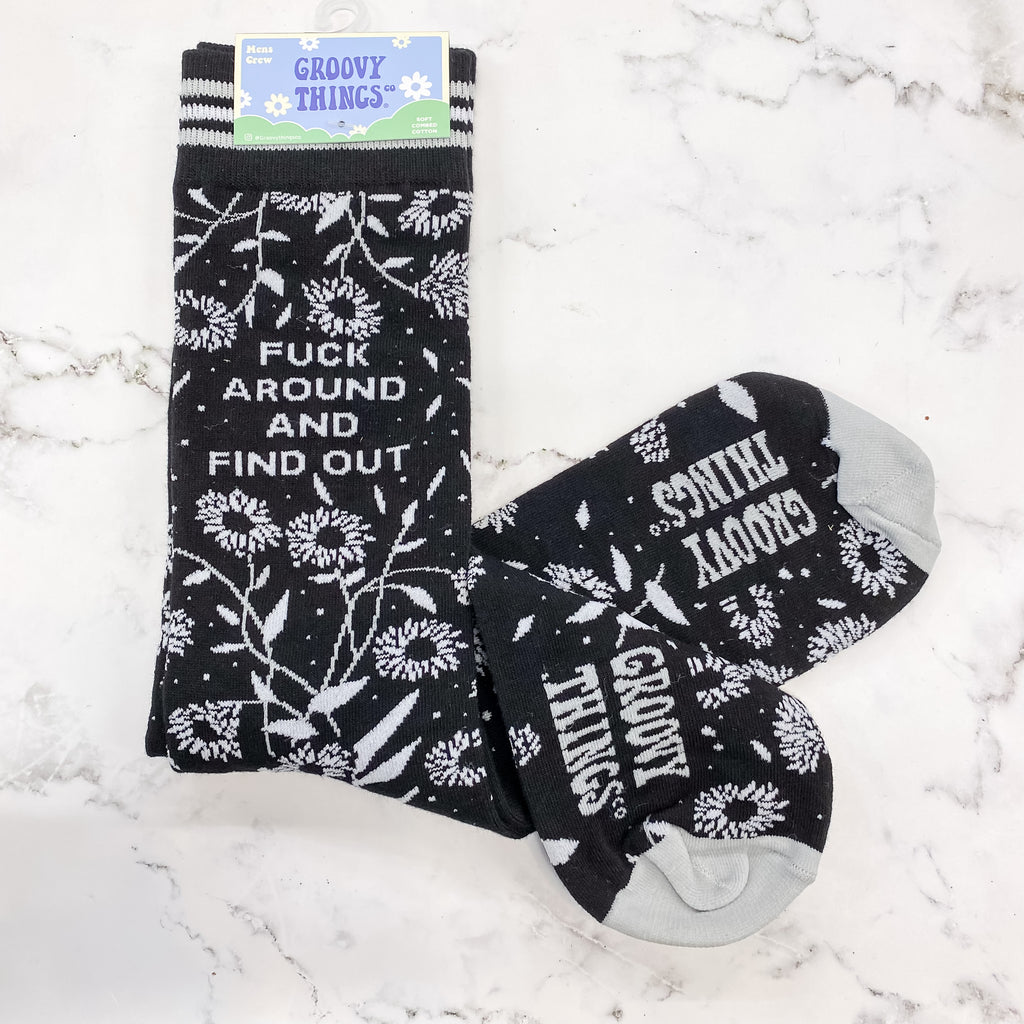 Fuck Around and Find Out Mens Socks - Lyla's: Clothing, Decor & More - Plano Boutique