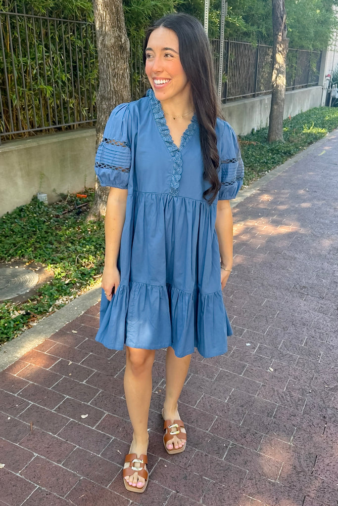Dance The Night Blue Lace Dress - Lyla's: Clothing, Decor & More - Plano Boutique