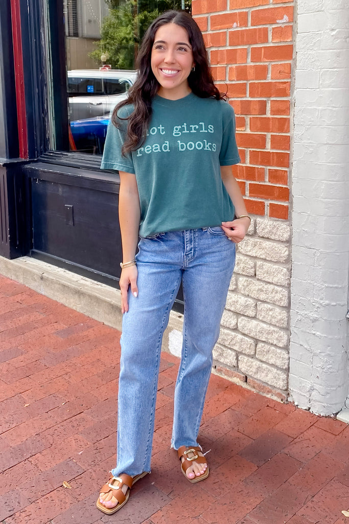 Hot Girls Read Books Blue Spruce Top - Lyla's: Clothing, Decor & More - Plano Boutique
