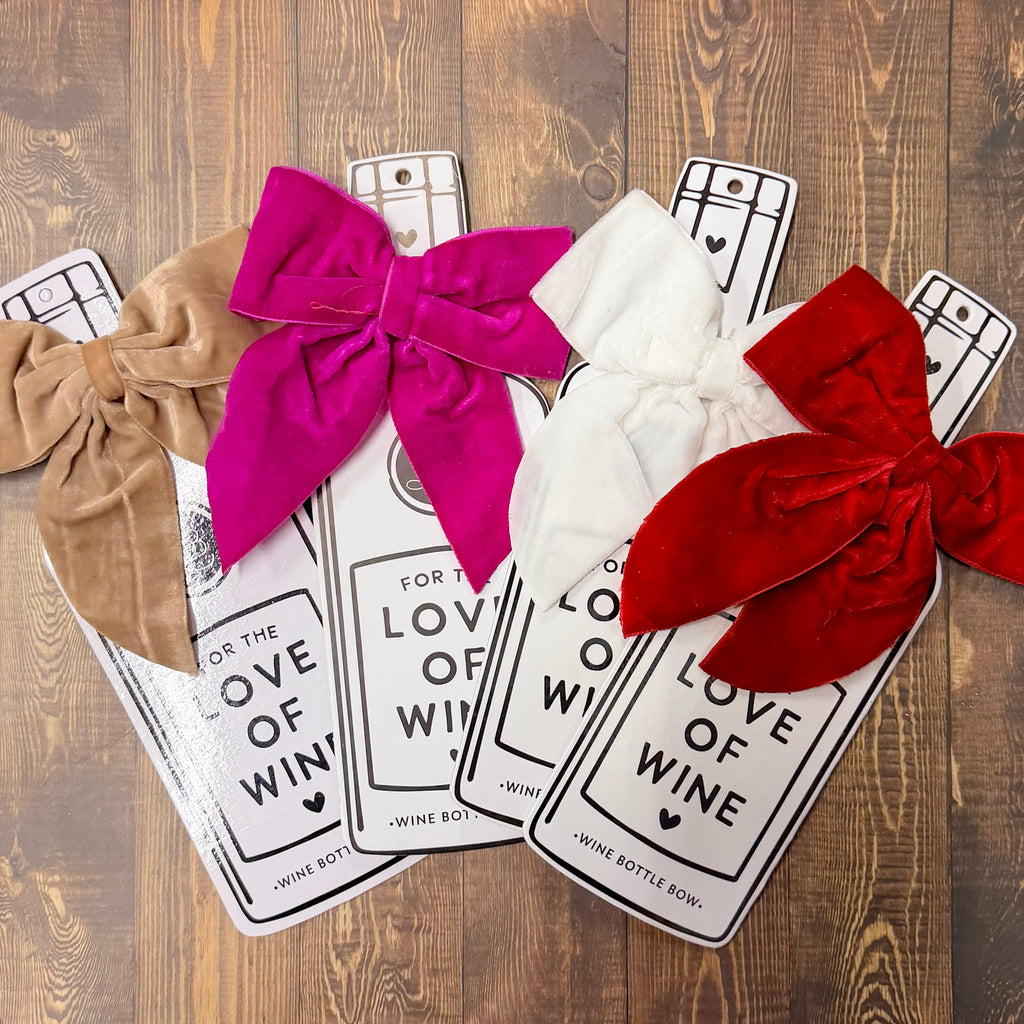 Velvet Wine Bottle Bow - Red - Lyla's: Clothing, Decor & More - Plano Boutique