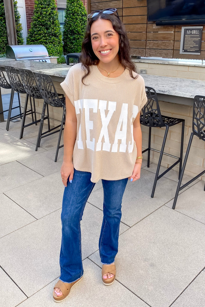 Texas Love Cordoroy Short Sleeve Cream Top - Lyla's: Clothing, Decor & More - Plano Boutique