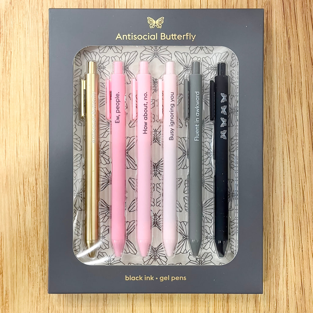 Antisocial Butterfly – Quotable Gel Pen Set - Lyla's: Clothing, Decor & More - Plano Boutique