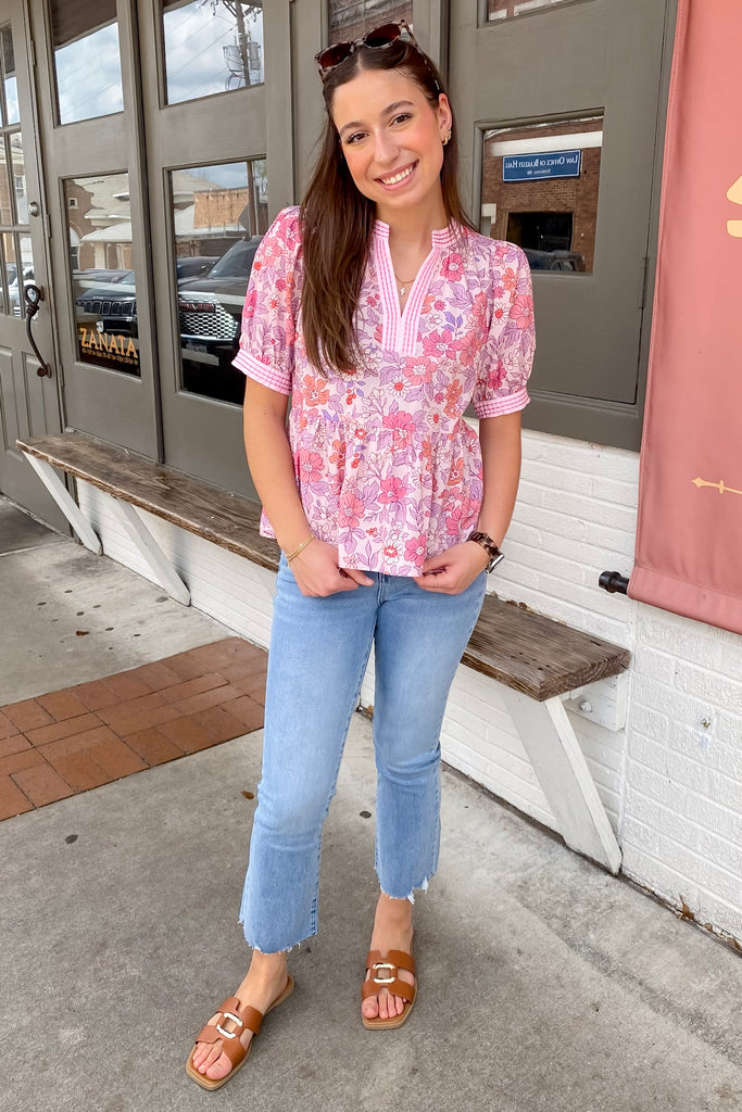 Convince Me Floral Print Pink Top - Lyla's: Clothing, Decor & More - Plano Boutique