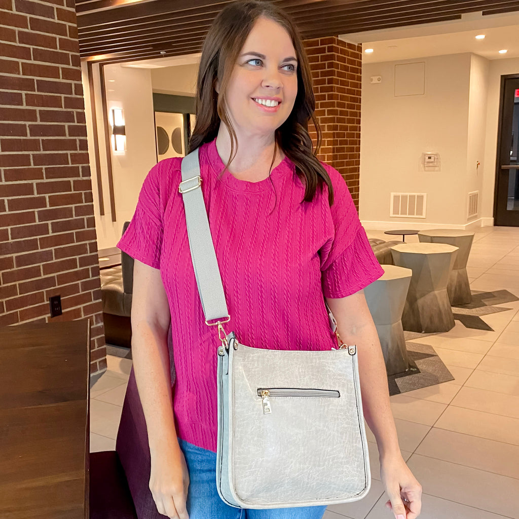Jen & Co Posie Crossbody Handbag - Light Grey - Lyla's: Clothing, Decor & More - Plano Boutique