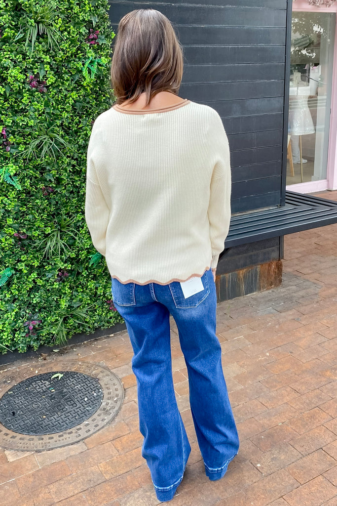 The Vanilla Bean Scallop Oatmeal Sweater - Lyla's: Clothing, Decor & More - Plano Boutique