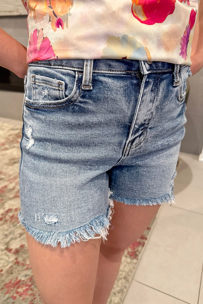 Wicklow High Rise Distressed Denim Shorts by Lovervet - Lyla's: Clothing, Decor & More - Plano Boutique