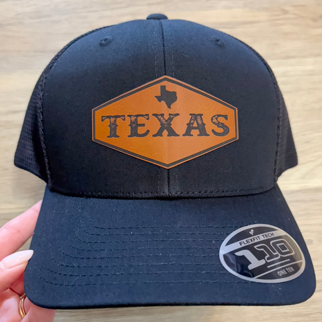 Texas Hexagon Leather Patch Black Hat - Lyla's: Clothing, Decor & More - Plano Boutique