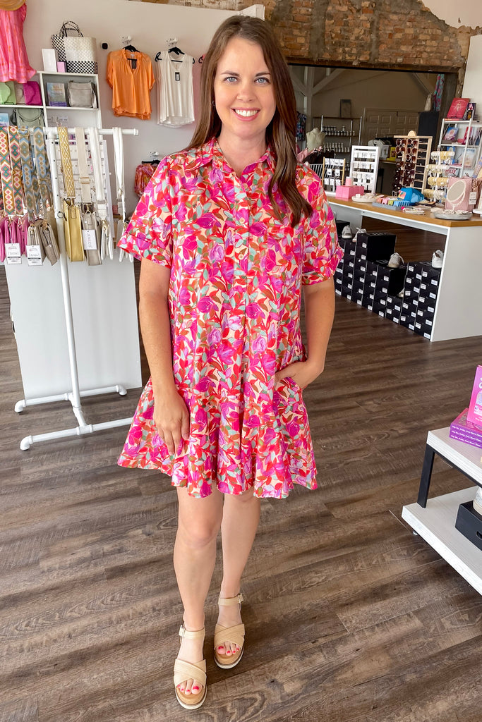 Secret Garden Floral Print Plum Dress - Lyla's: Clothing, Decor & More - Plano Boutique