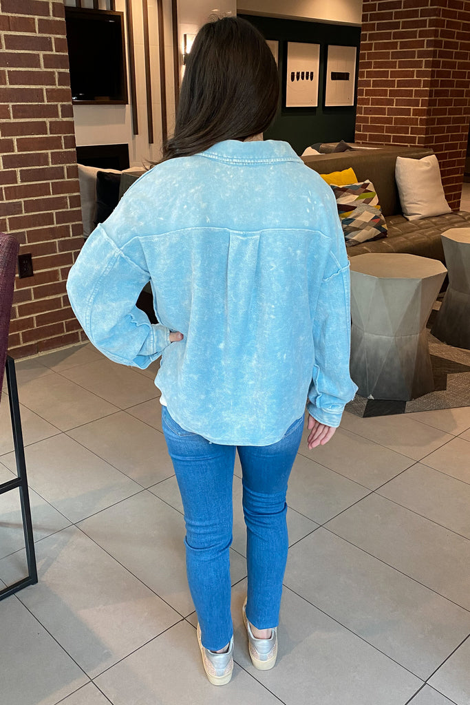 Vintage Washed Patchwork Chambray Shacket - Lyla's: Clothing, Decor & More - Plano Boutique