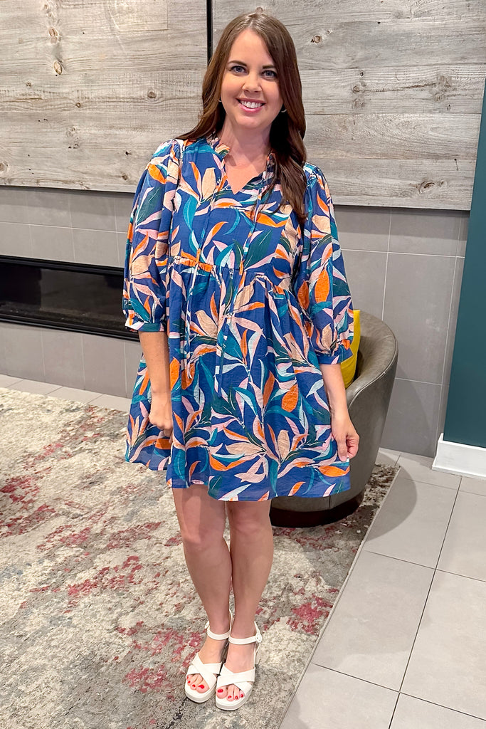 Swirl into Vacation Navy Print Dress - Lyla's: Clothing, Decor & More - Plano Boutique