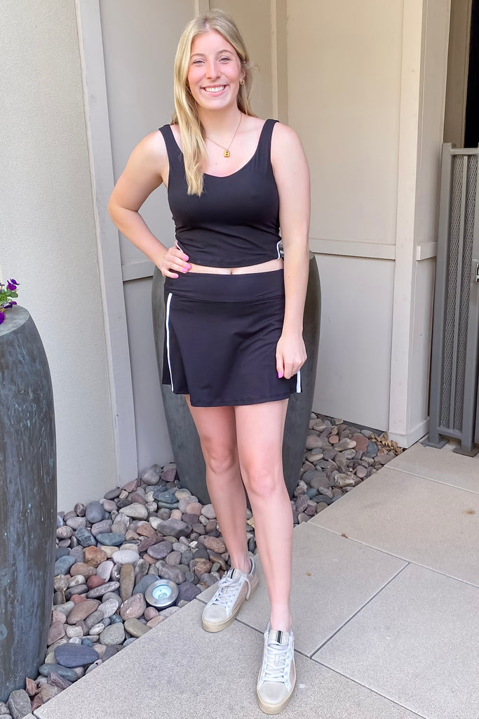 Athleisure Recycled Butter Piping Black and White Tank - Lyla's: Clothing, Decor & More - Plano Boutique