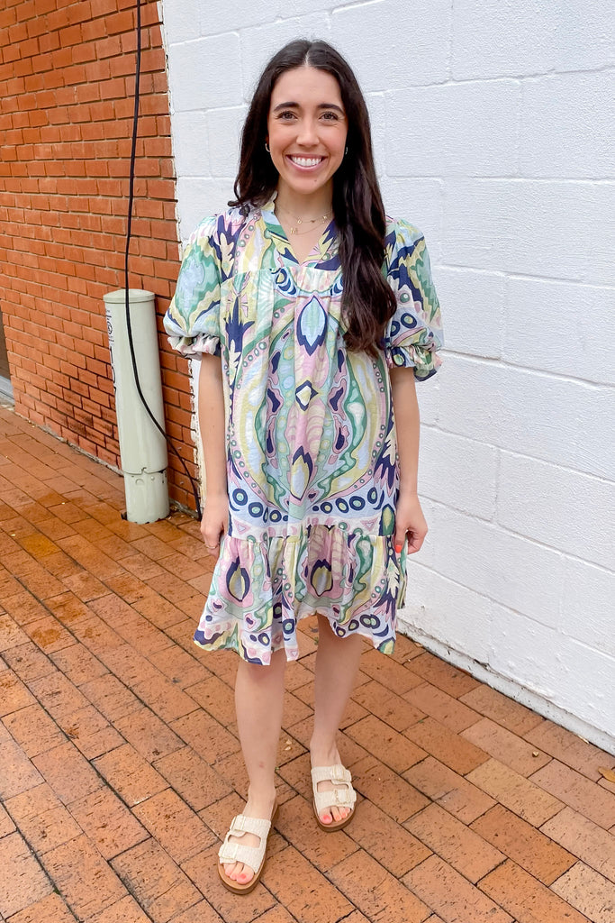 Count On Me Pink Green Dress - Lyla's: Clothing, Decor & More - Plano Boutique