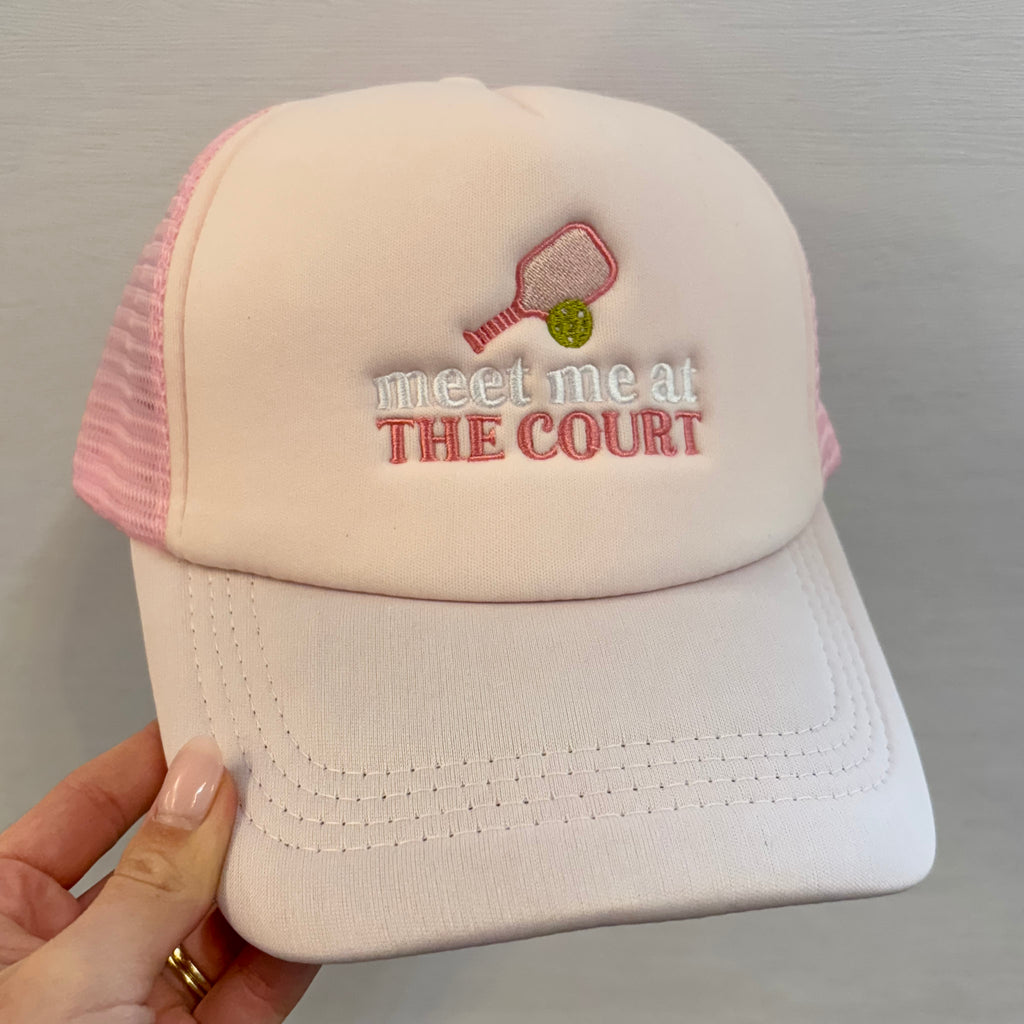 Embroidered Trucker Hat - Meet Me At the Court - Lyla's: Clothing, Decor & More - Plano Boutique